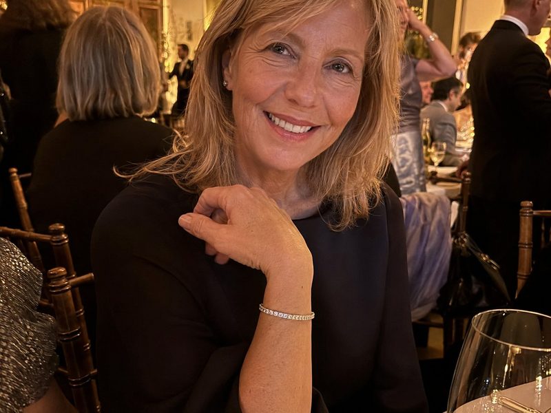 Margaret wearing the bracelet at a family event